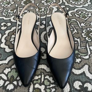 Cole Haan Black Slingback Kitten Heel Leather Pumps 8.5